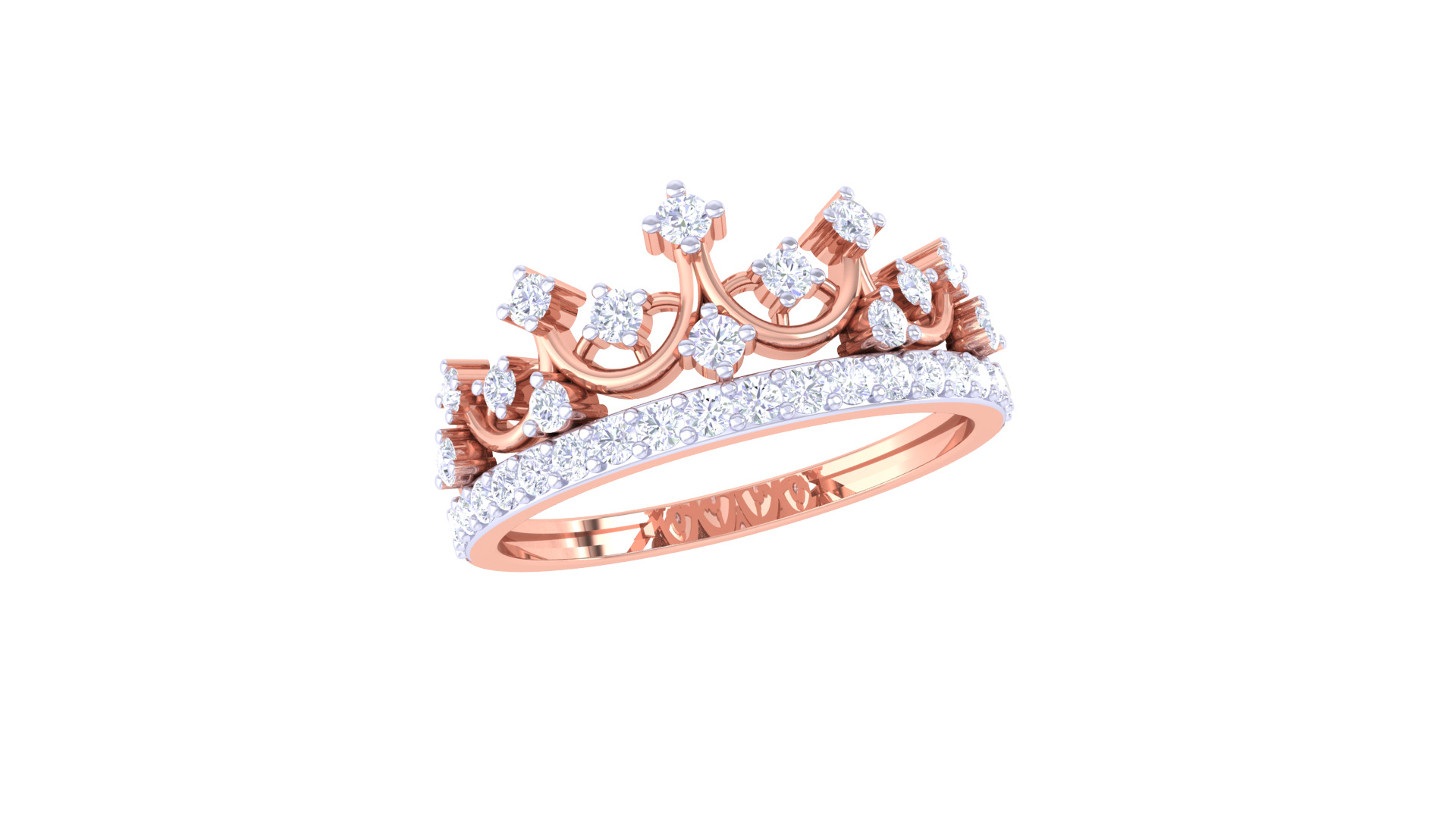 Women Crown Ring MTL 3dm STL OBJ FBX Details 3D print model_1