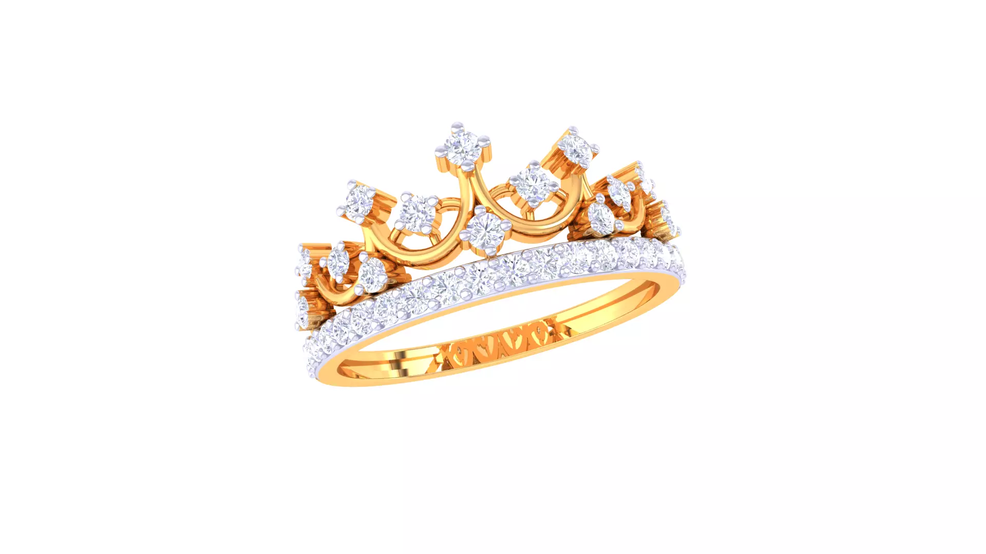 Women Crown Ring MTL 3dm STL OBJ FBX Details 3D print model_0