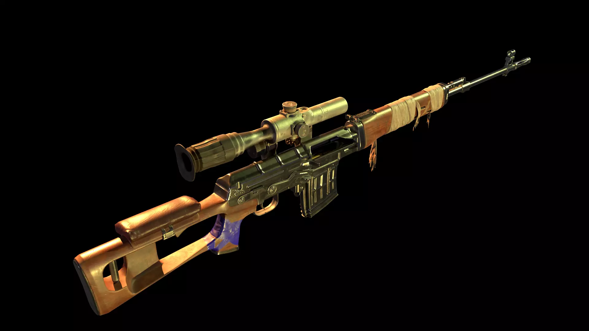 SVD-Dragunov Sniper Rifle Low-poly 3D model