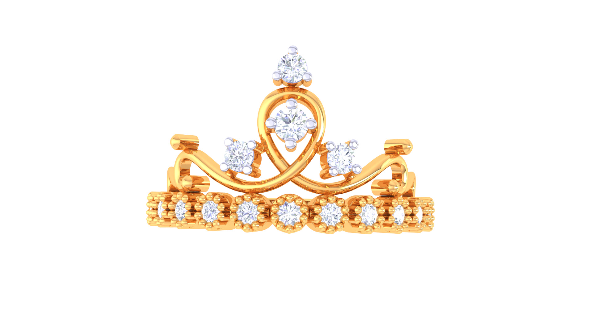 Women Crown Ring MTL 3dm STL OBJ FBX Details 3D print model_3