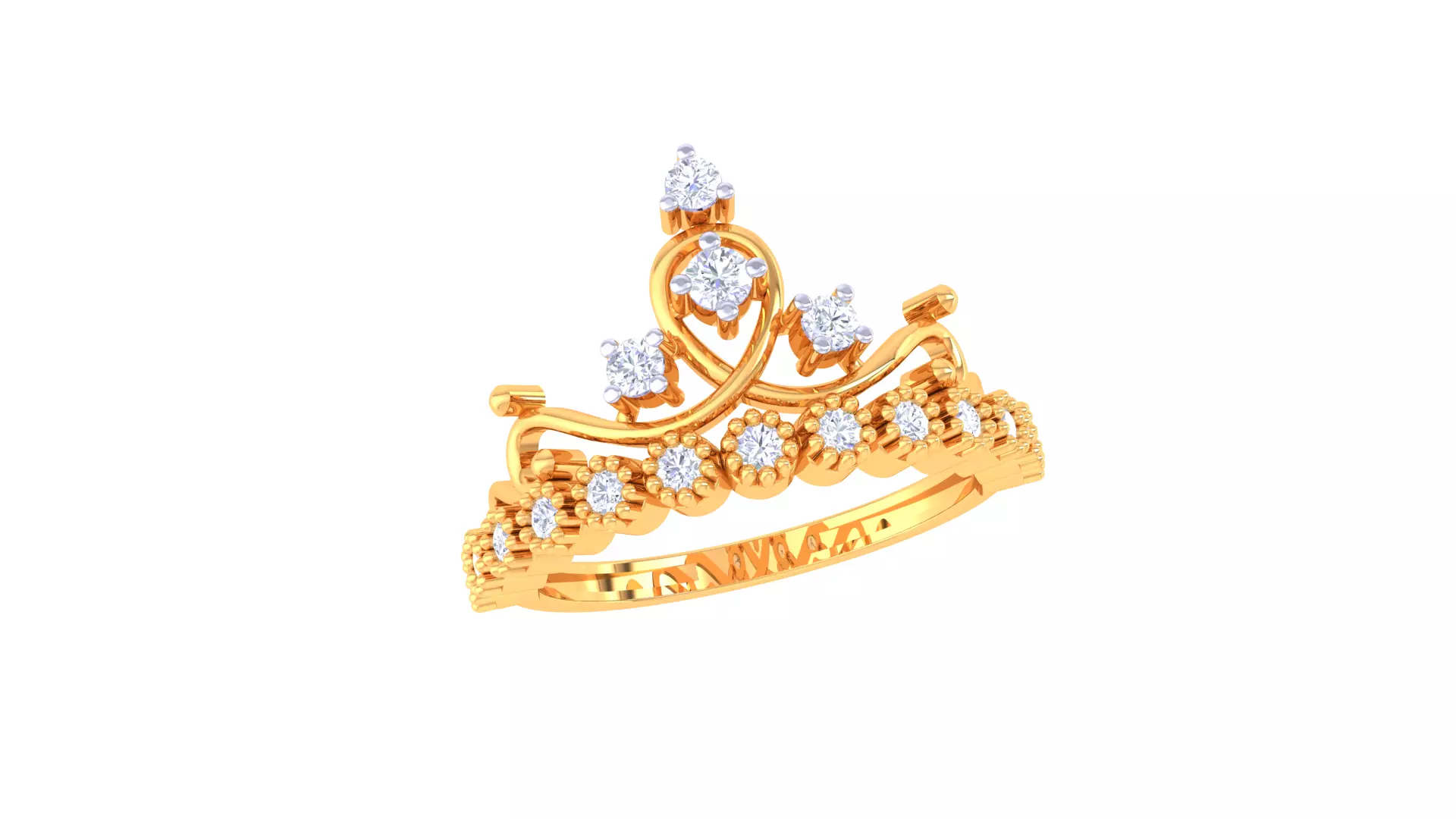 Women Crown Ring MTL 3dm STL OBJ FBX Details 3D print model_0
