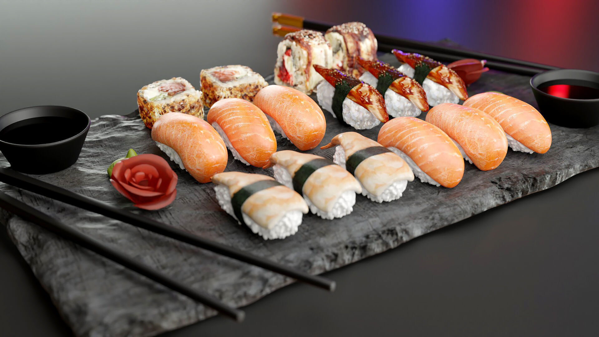 sushi set 3D model_4