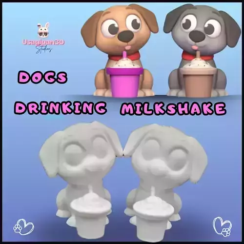 Dogs Drinking Milkshake