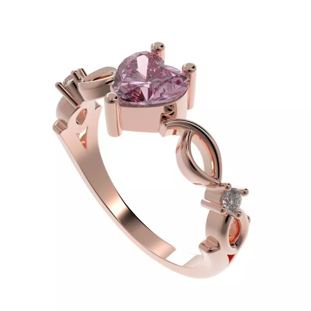 Heart diamond cut engagement ring 3D print model