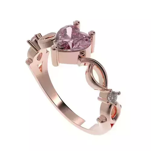 Heart diamond cut engagement ring 3D print model