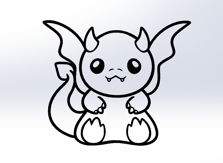 Baby Dragon Keychain-Wall Decoration 3D print model_1