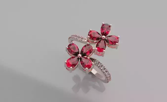  Exquisite Floral Ruby Ring  Elegant Jewelry Design
