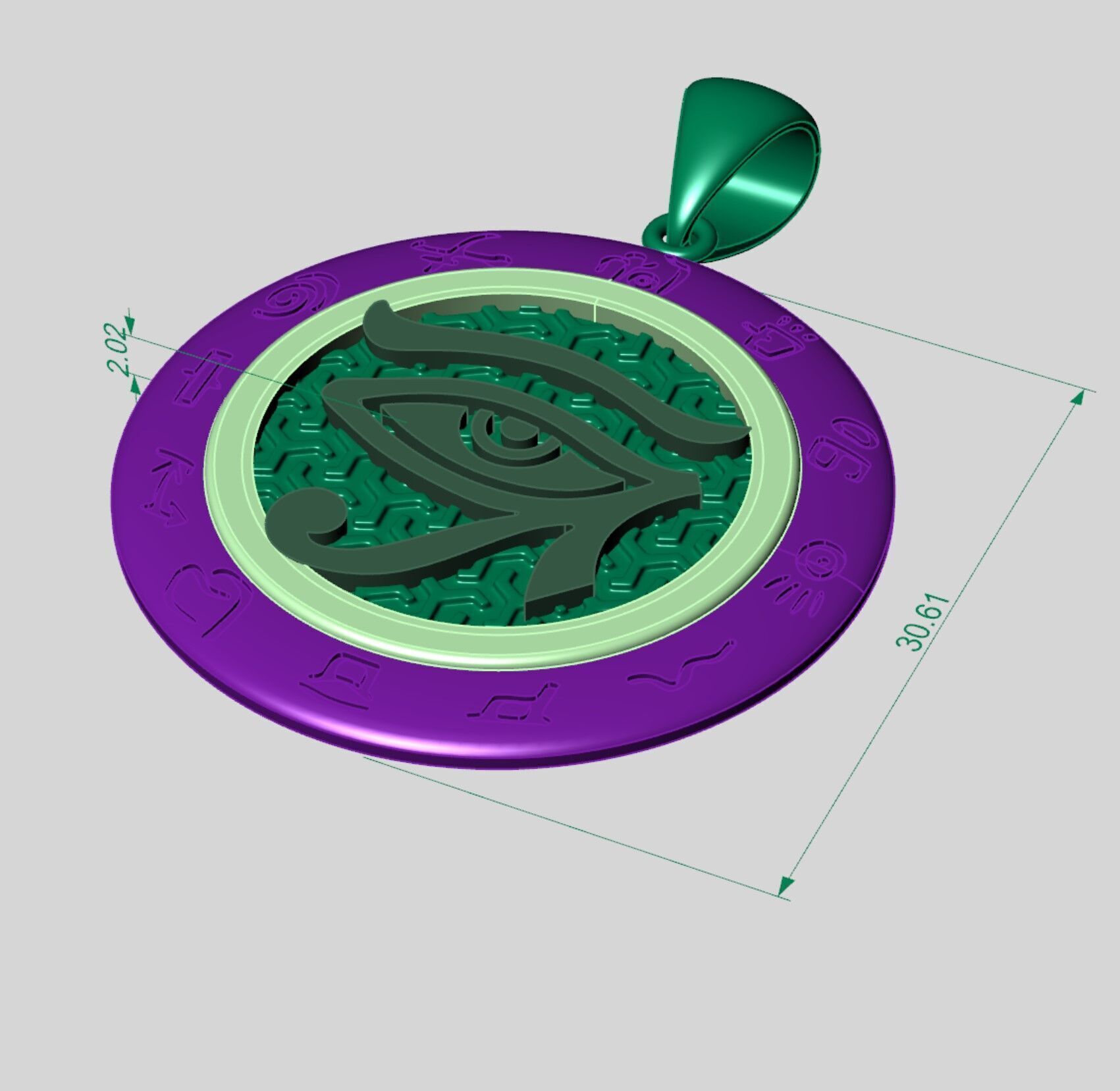Egyptian Eye of Horus Pendant just STL 3D model_3
