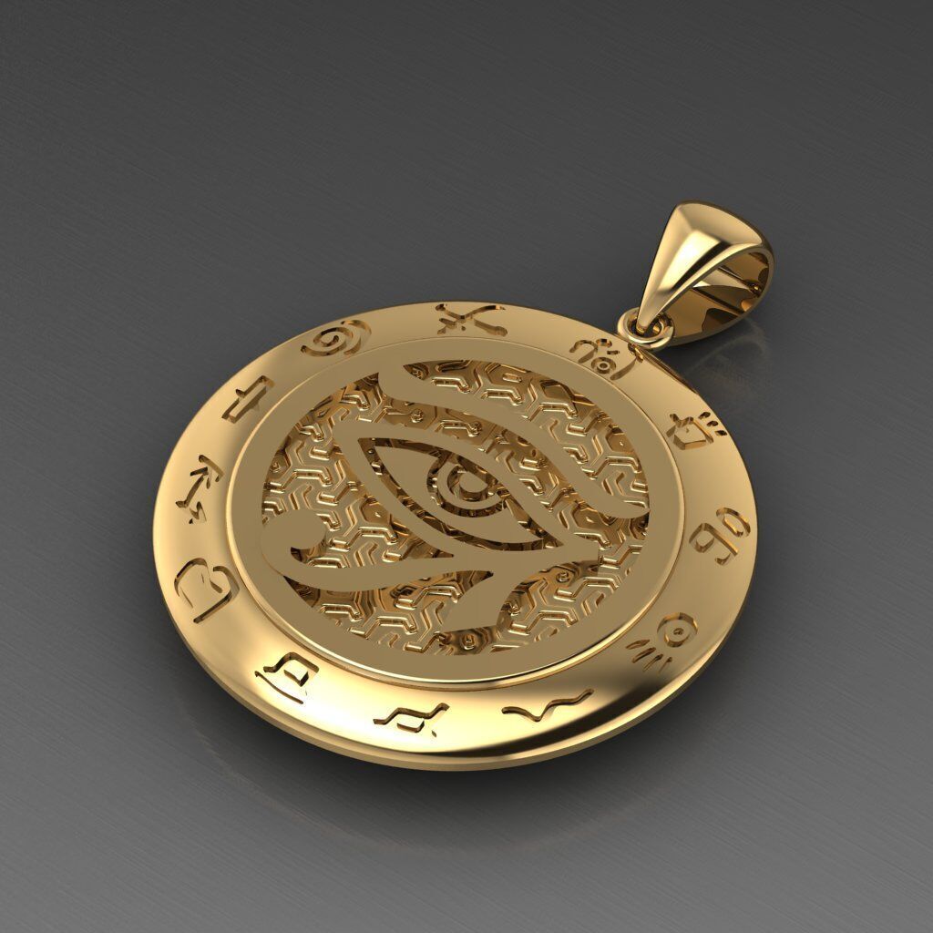 Egyptian Eye of Horus Pendant just STL 3D model_1