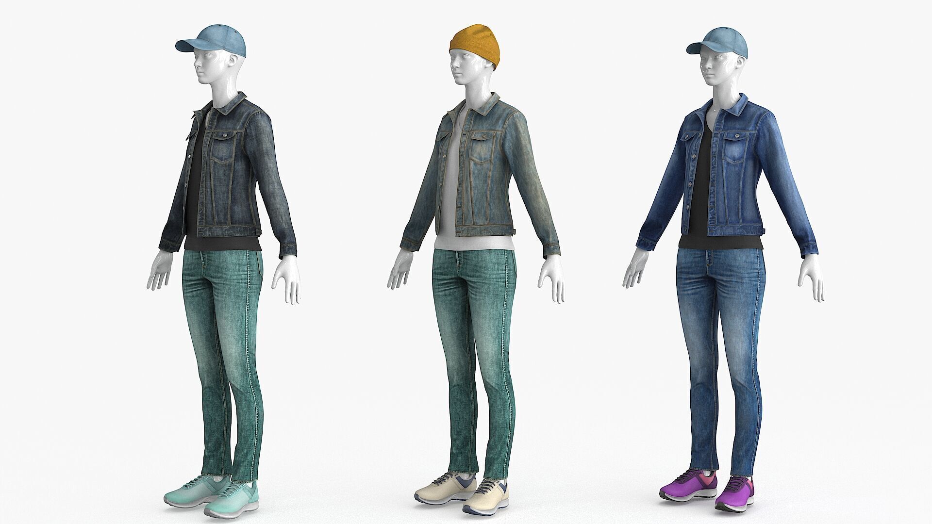 Female Denim Collection Cloth Low-poly 3D model_31