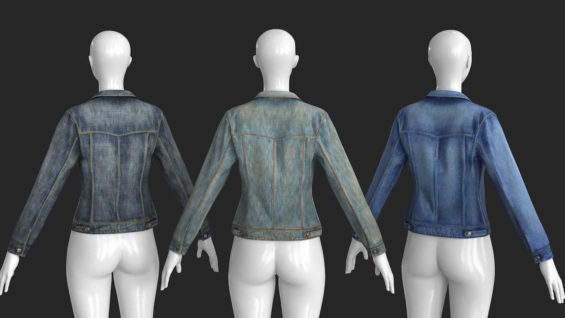 Female Denim Collection Cloth Low-poly 3D model_10