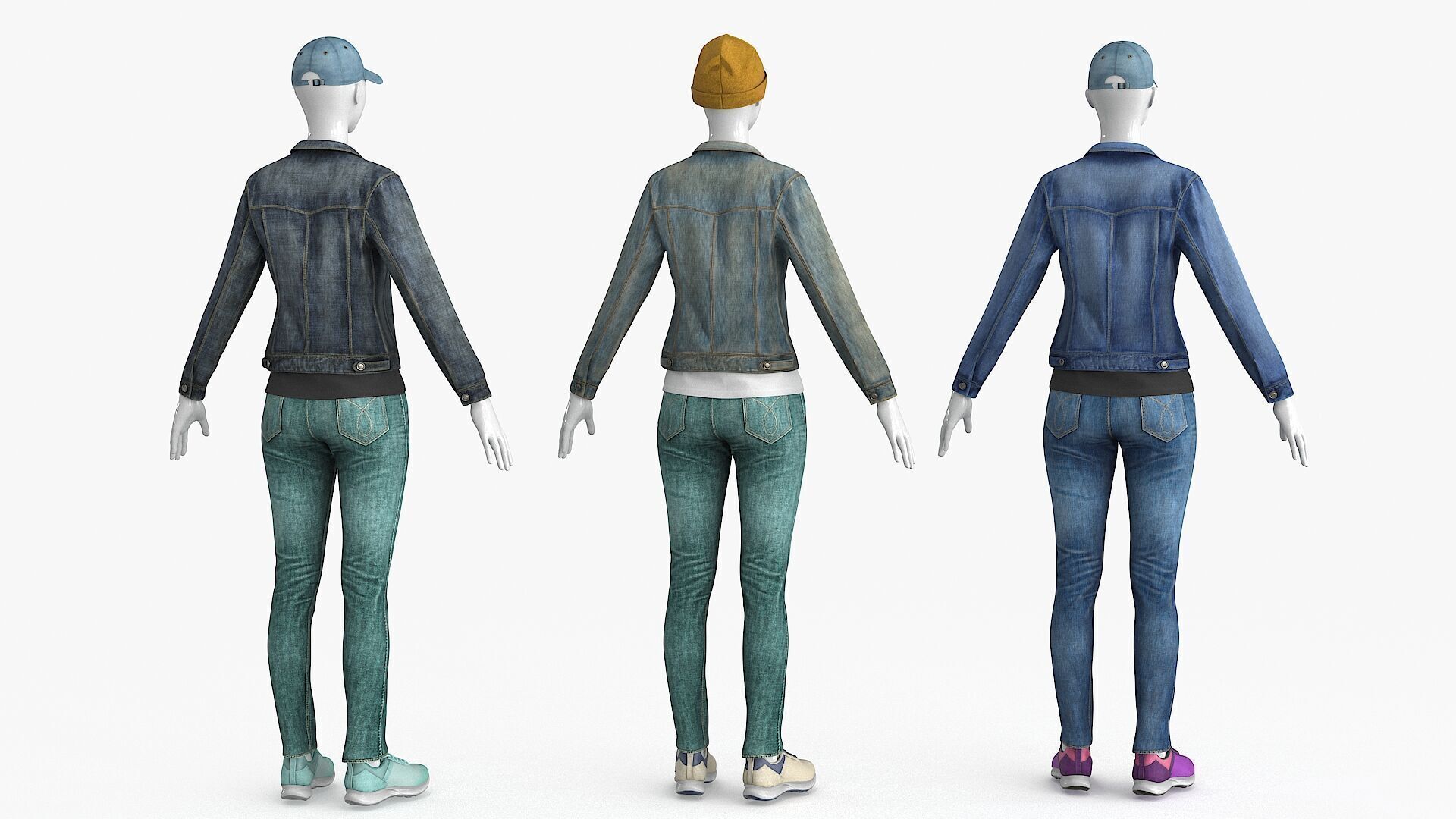 Female Denim Collection Cloth Low-poly 3D model_28