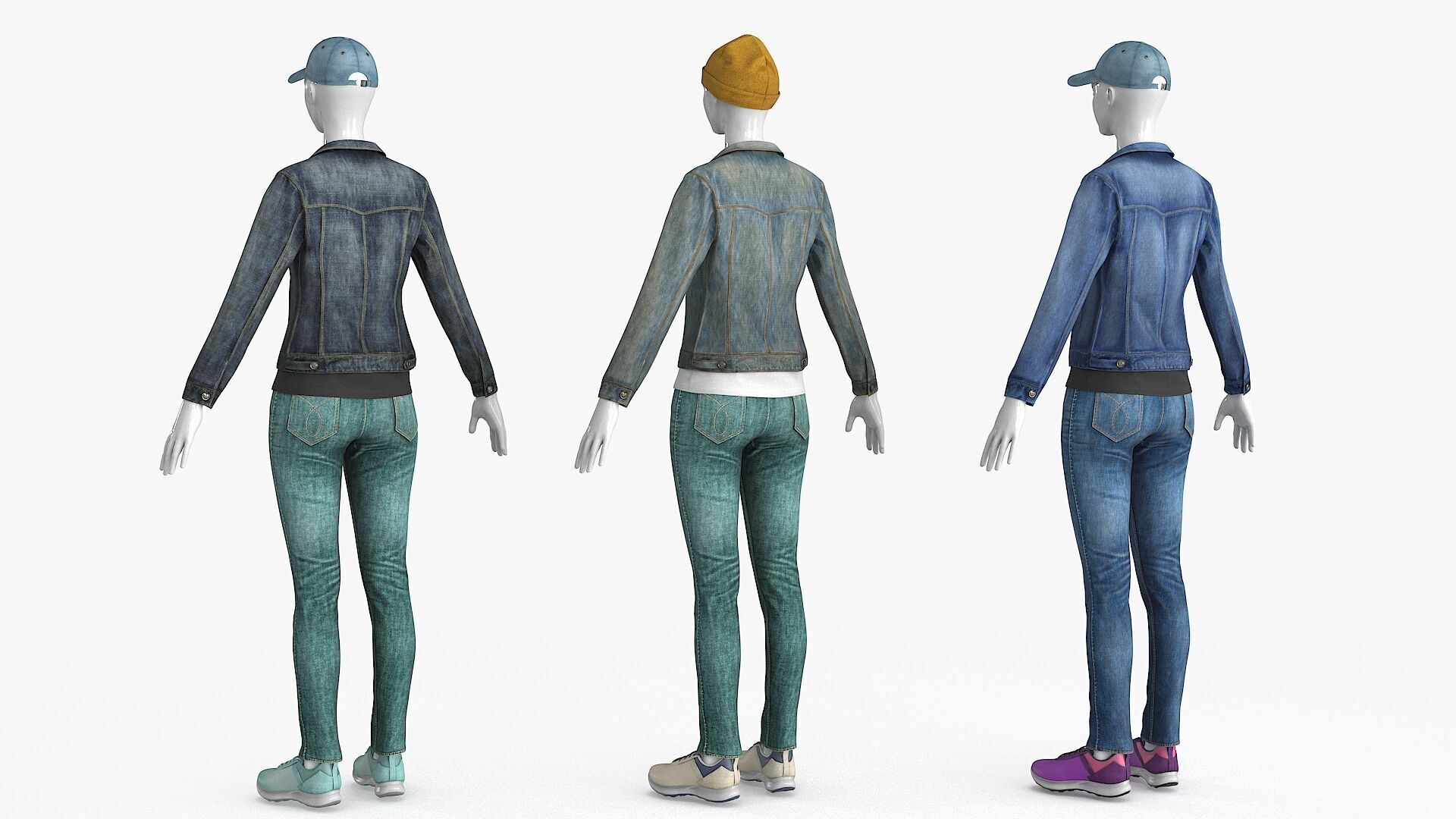 Female Denim Collection Cloth Low-poly 3D model_29