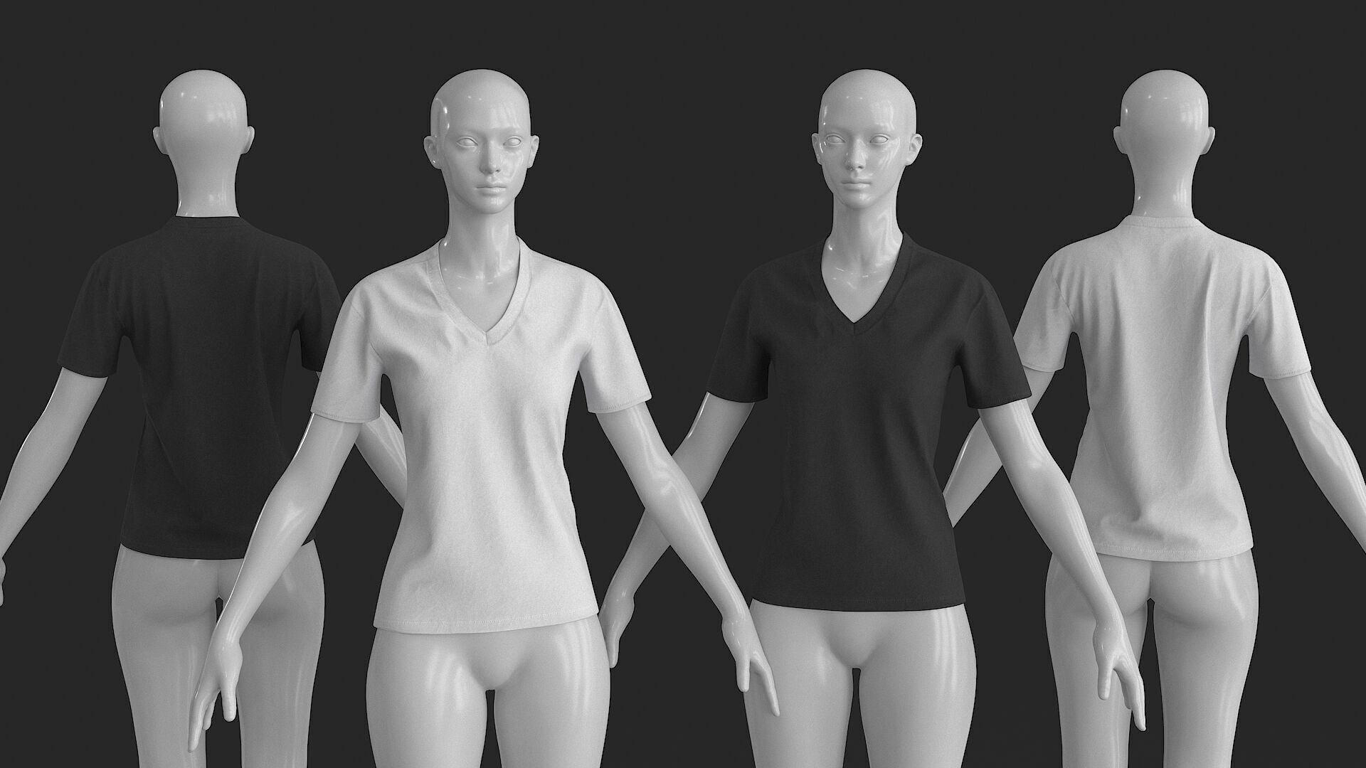 Female Denim Collection Cloth Low-poly 3D model_14