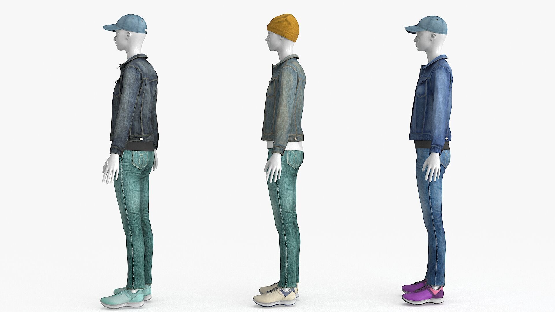 Female Denim Collection Cloth Low-poly 3D model_30
