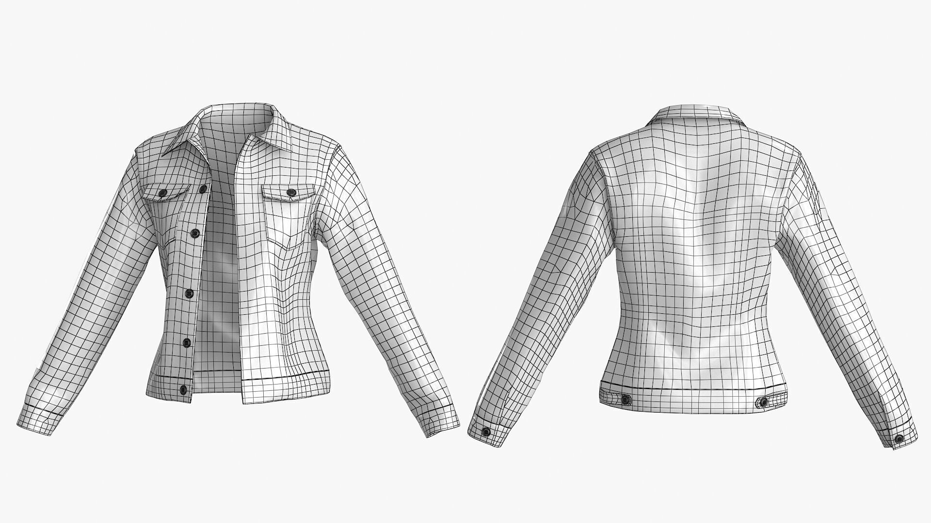 Female Denim Collection Cloth Low-poly 3D model_33