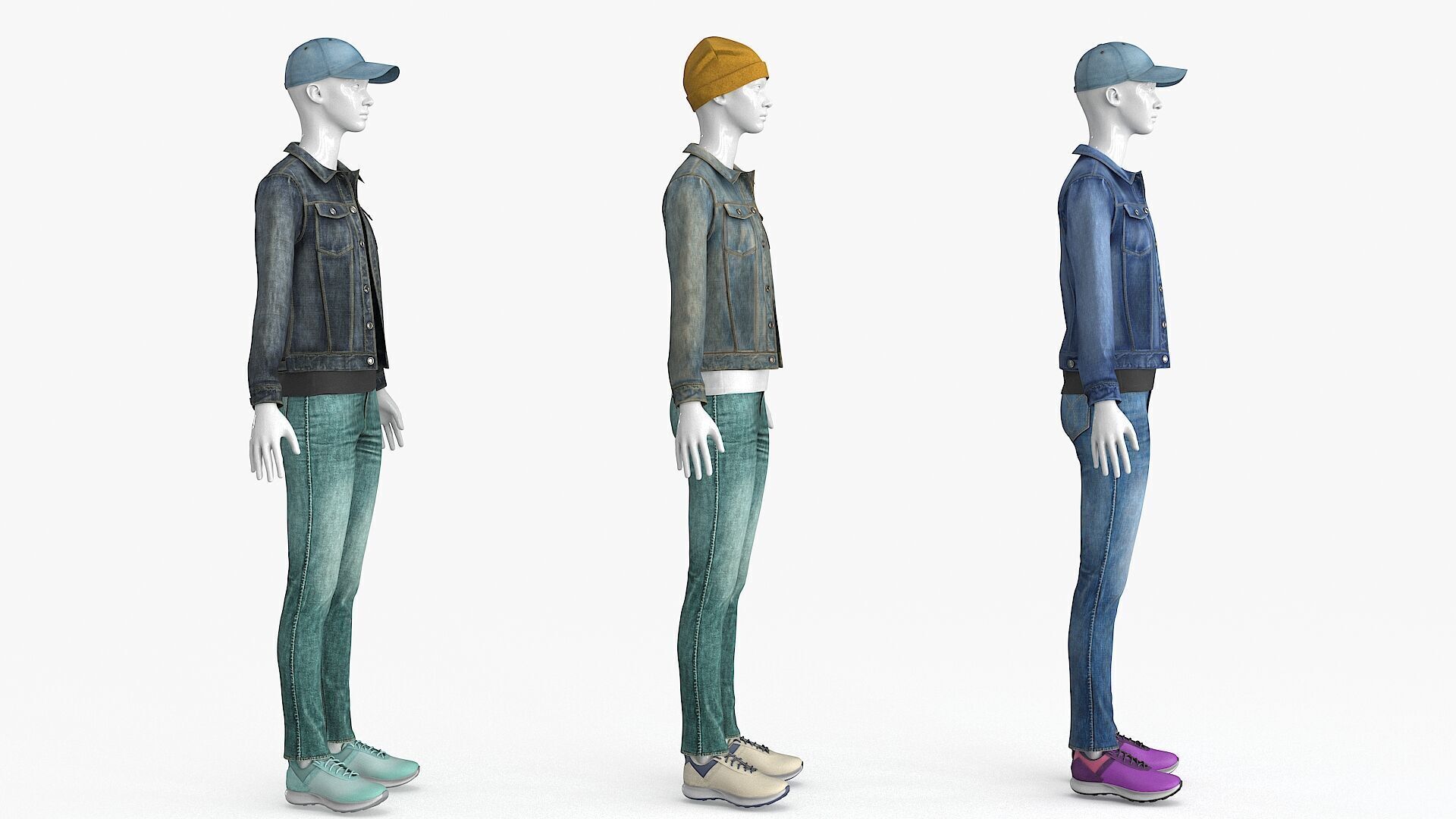 Female Denim Collection Cloth Low-poly 3D model_27