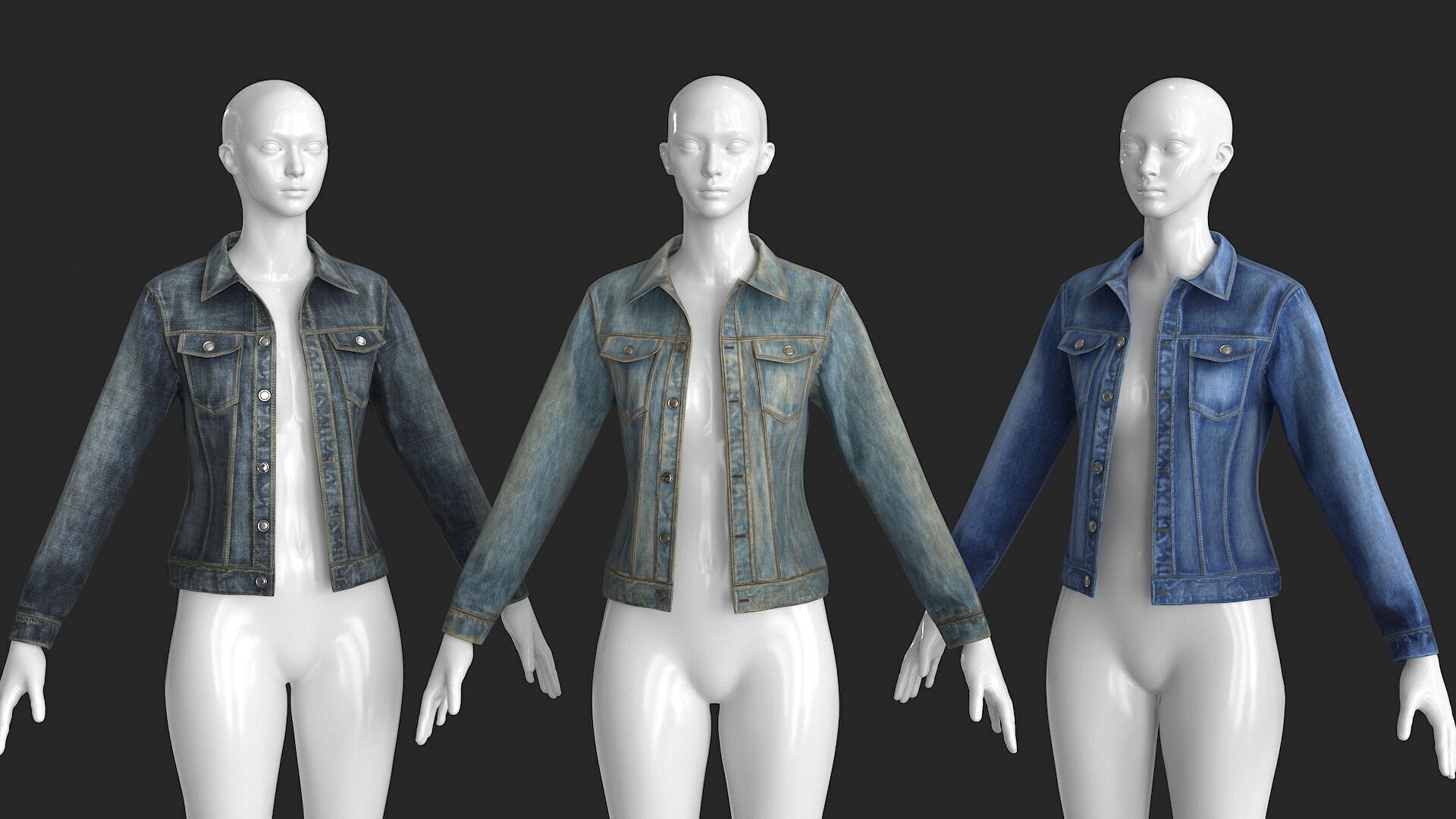 Female Denim Collection Cloth Low-poly 3D model_9