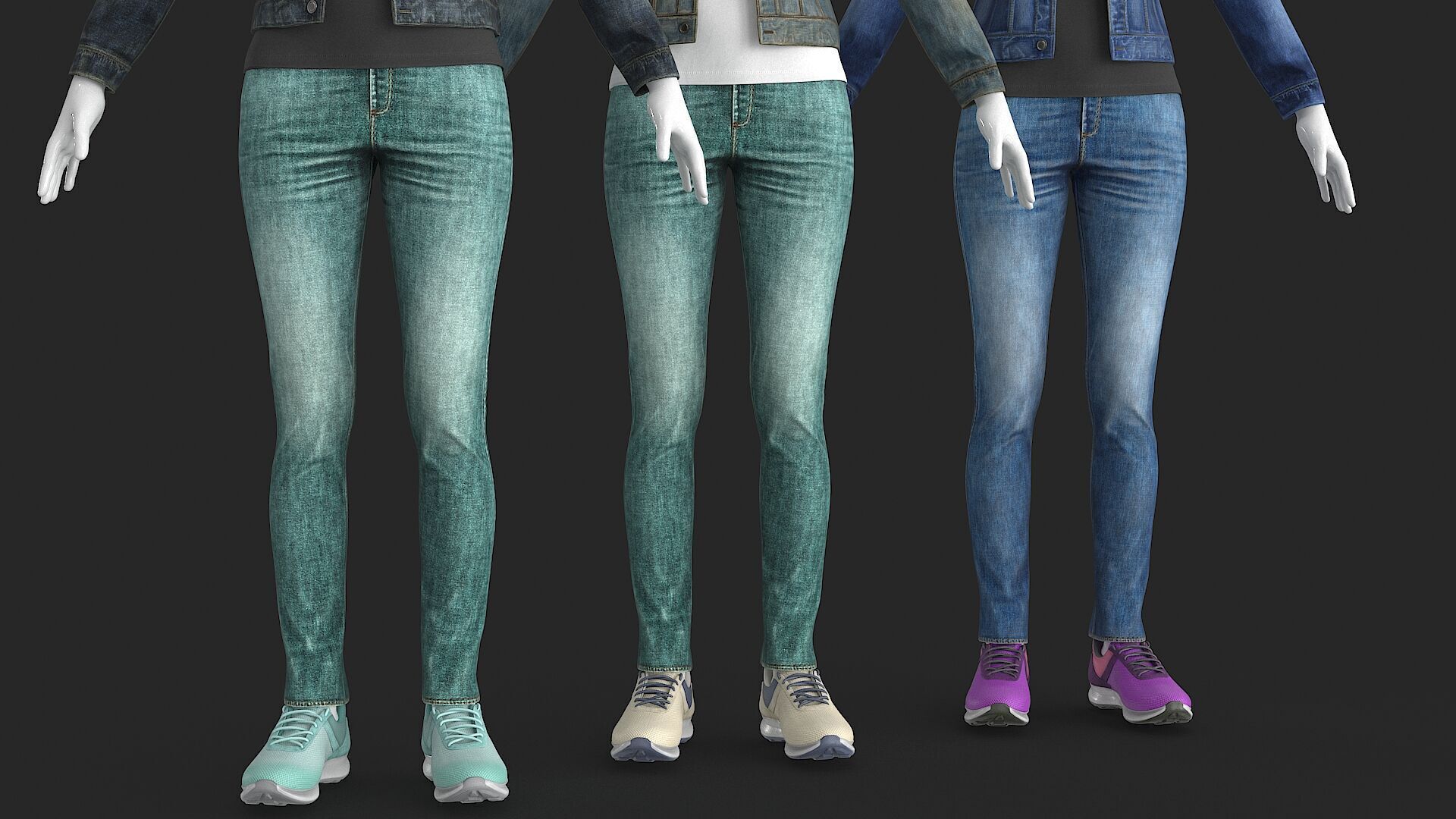 Female Denim Collection Cloth Low-poly 3D model_5