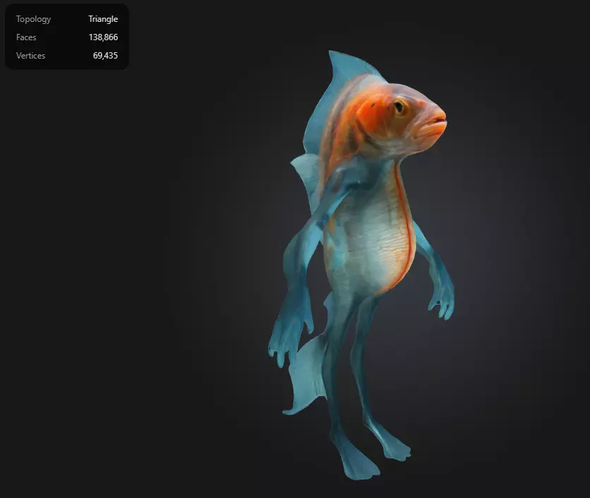 GoldFish man 3D model_0