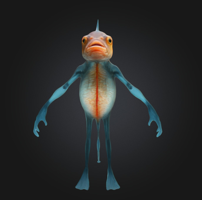 GoldFish man 3D model_1