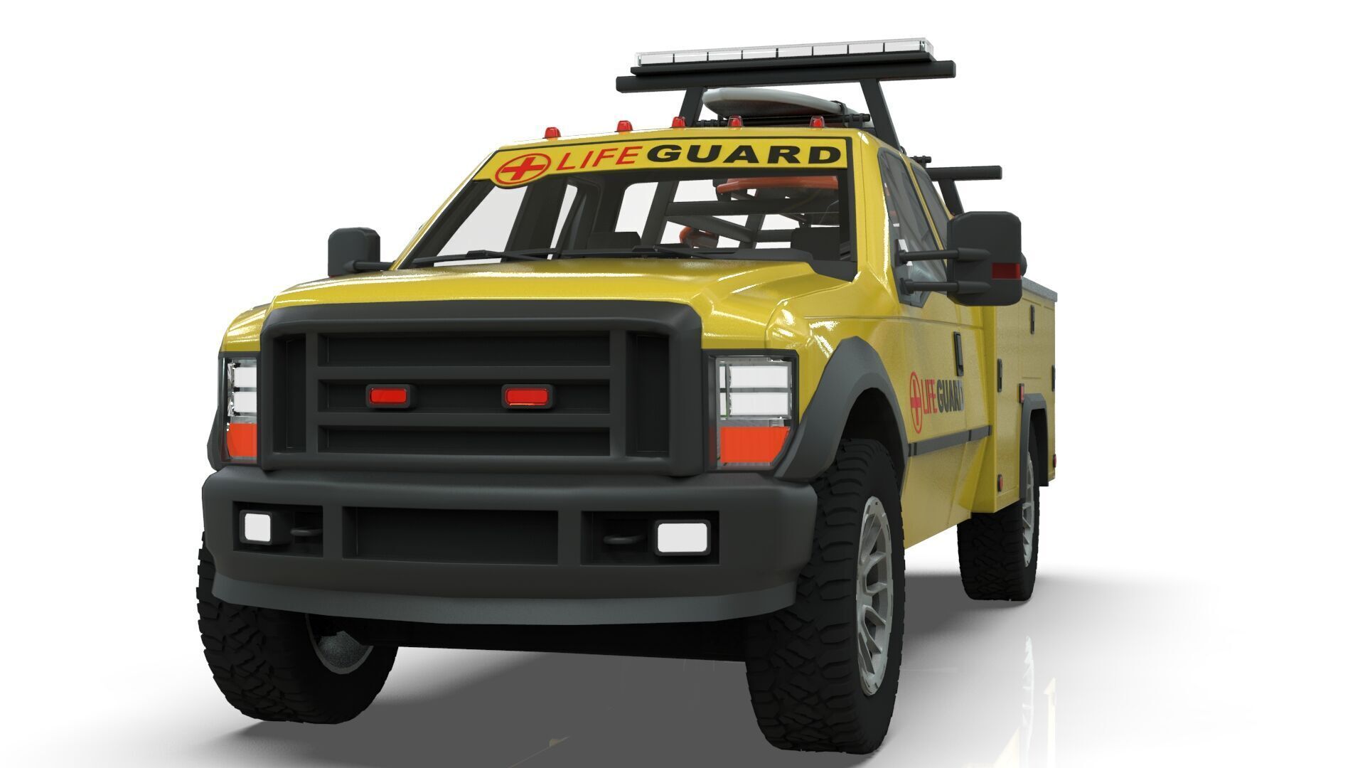 Lowpoly Lifeguard Truck  Low-poly 3D model_8