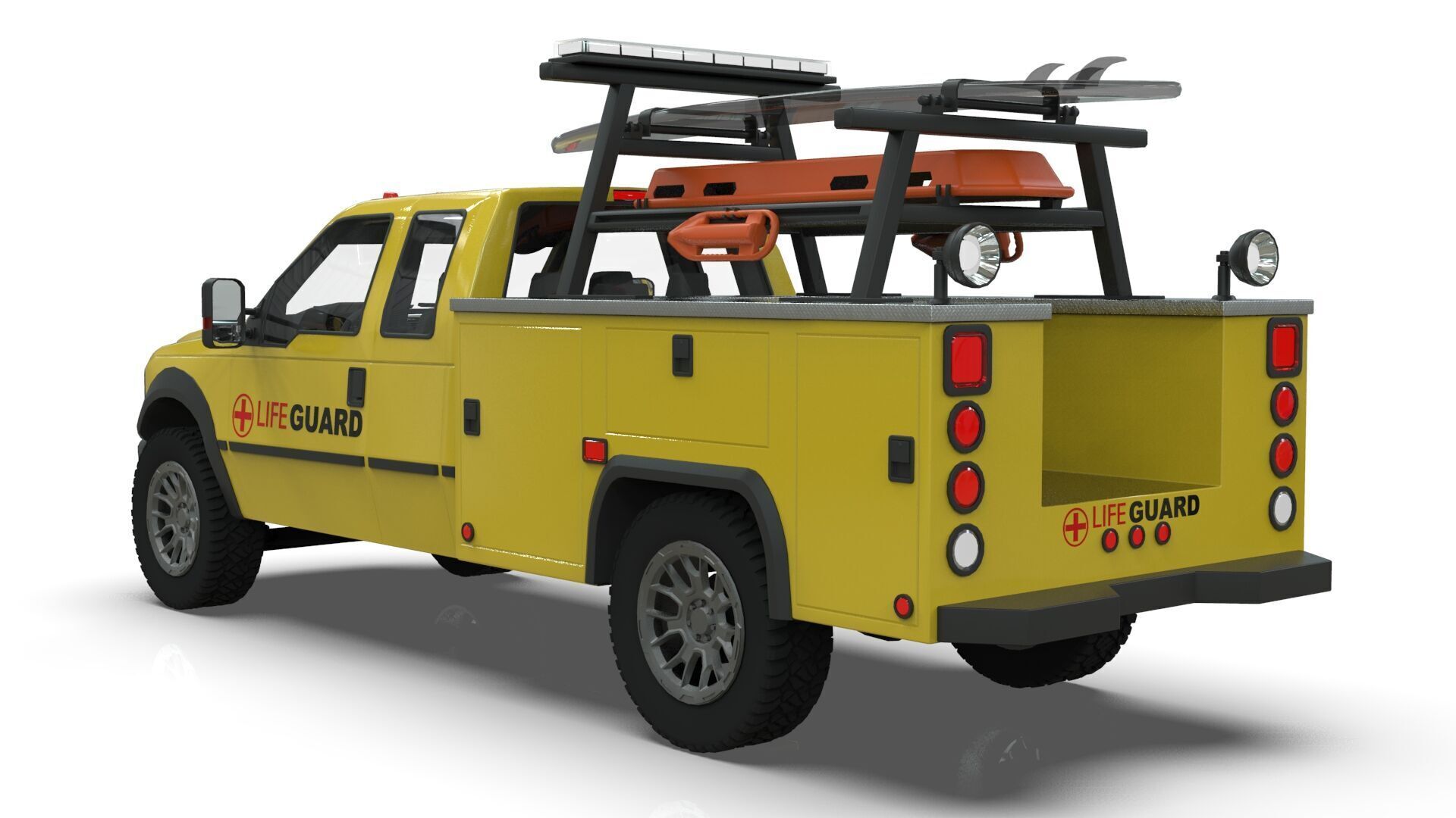 Lowpoly Lifeguard Truck  Low-poly 3D model_3