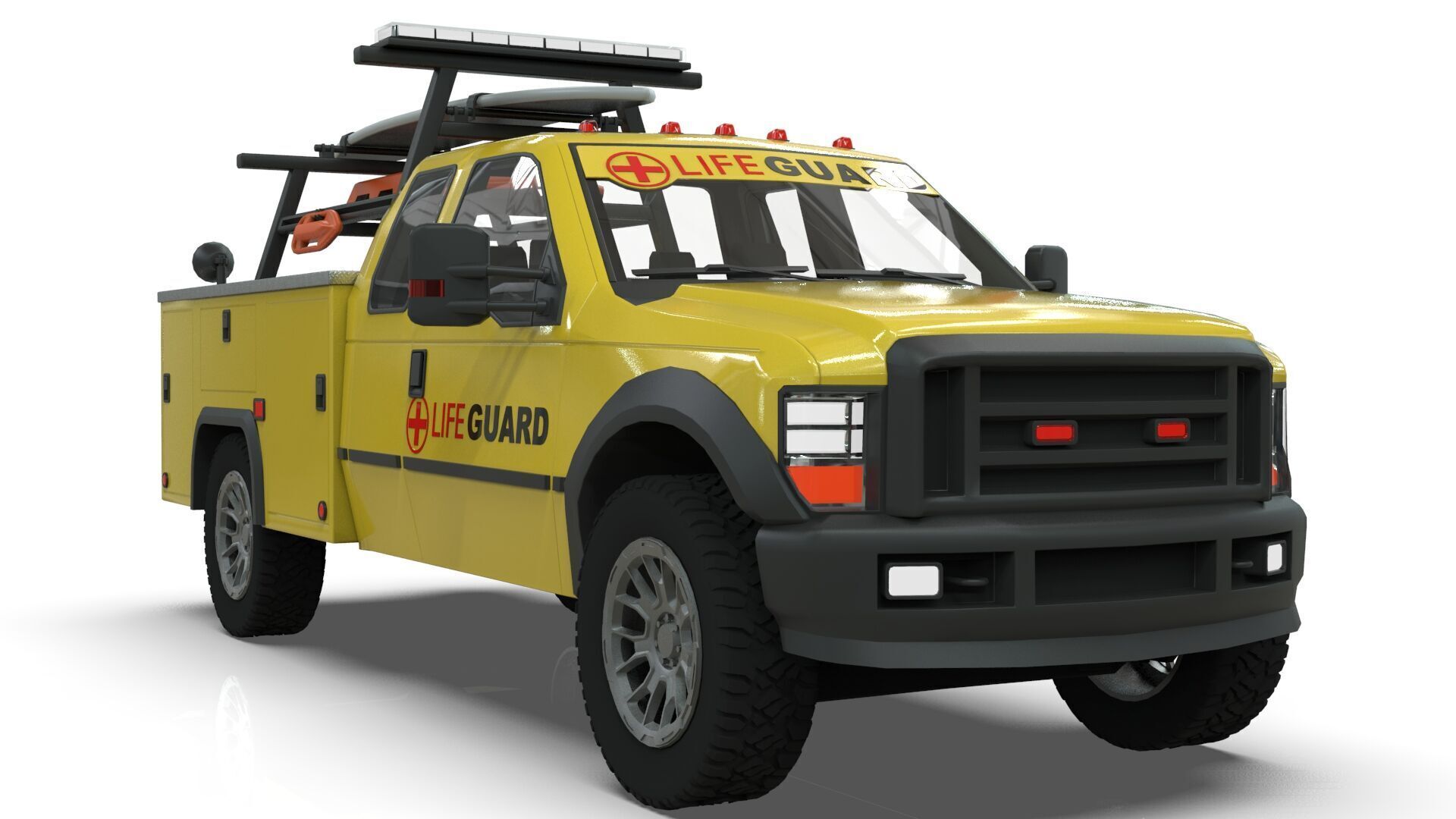 Lowpoly Lifeguard Truck  Low-poly 3D model_7
