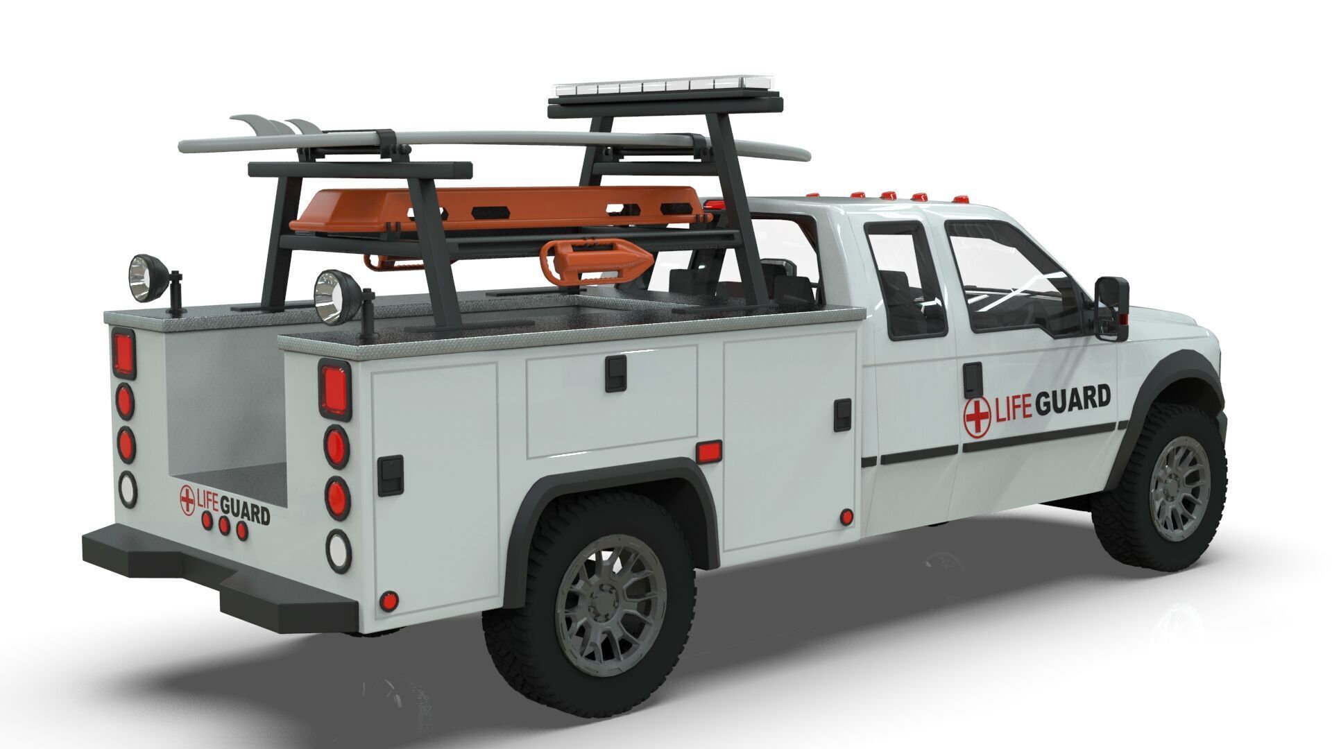 Lowpoly Lifeguard Truck  Low-poly 3D model_13