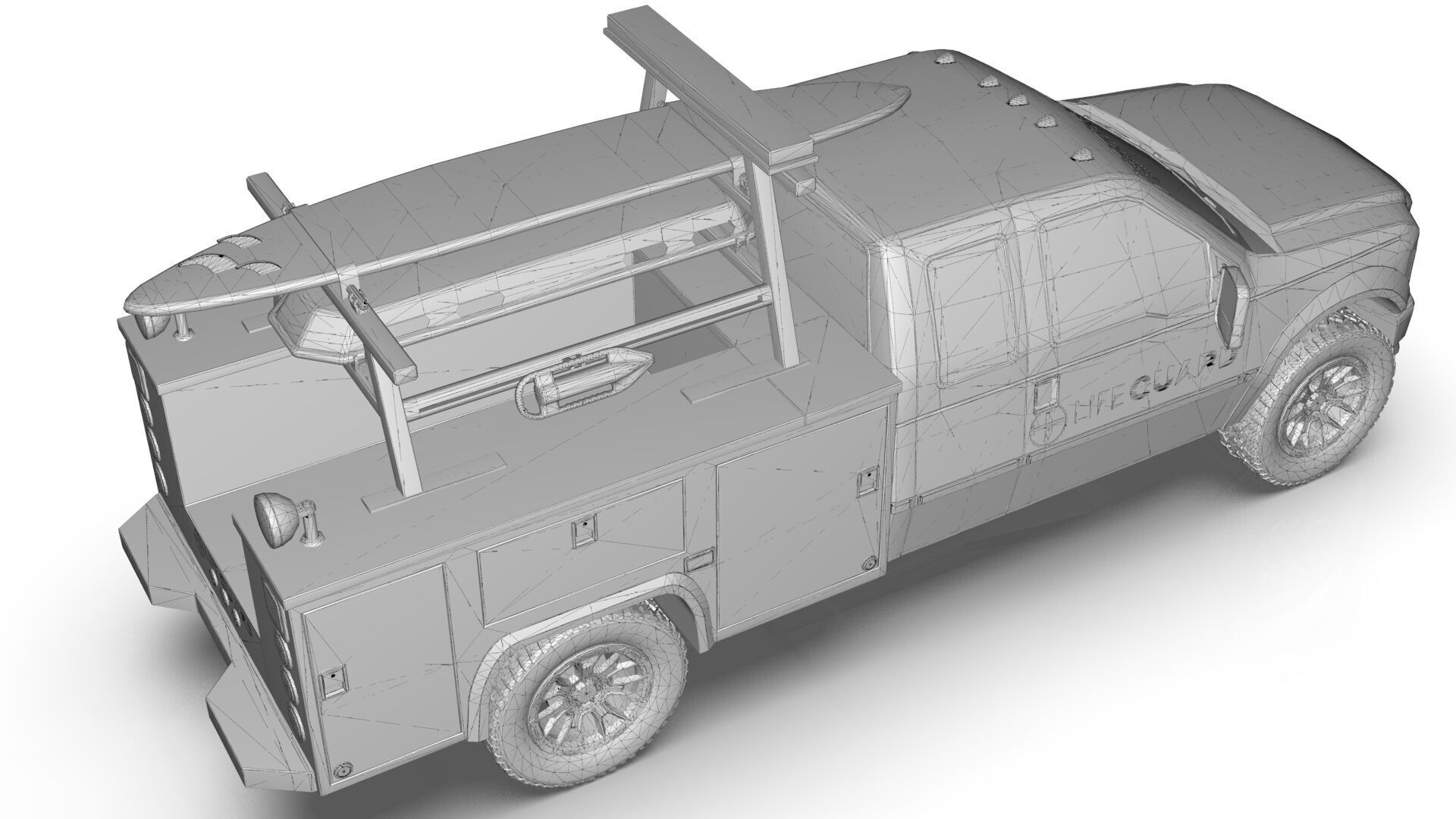 Lowpoly Lifeguard Truck  Low-poly 3D model_18