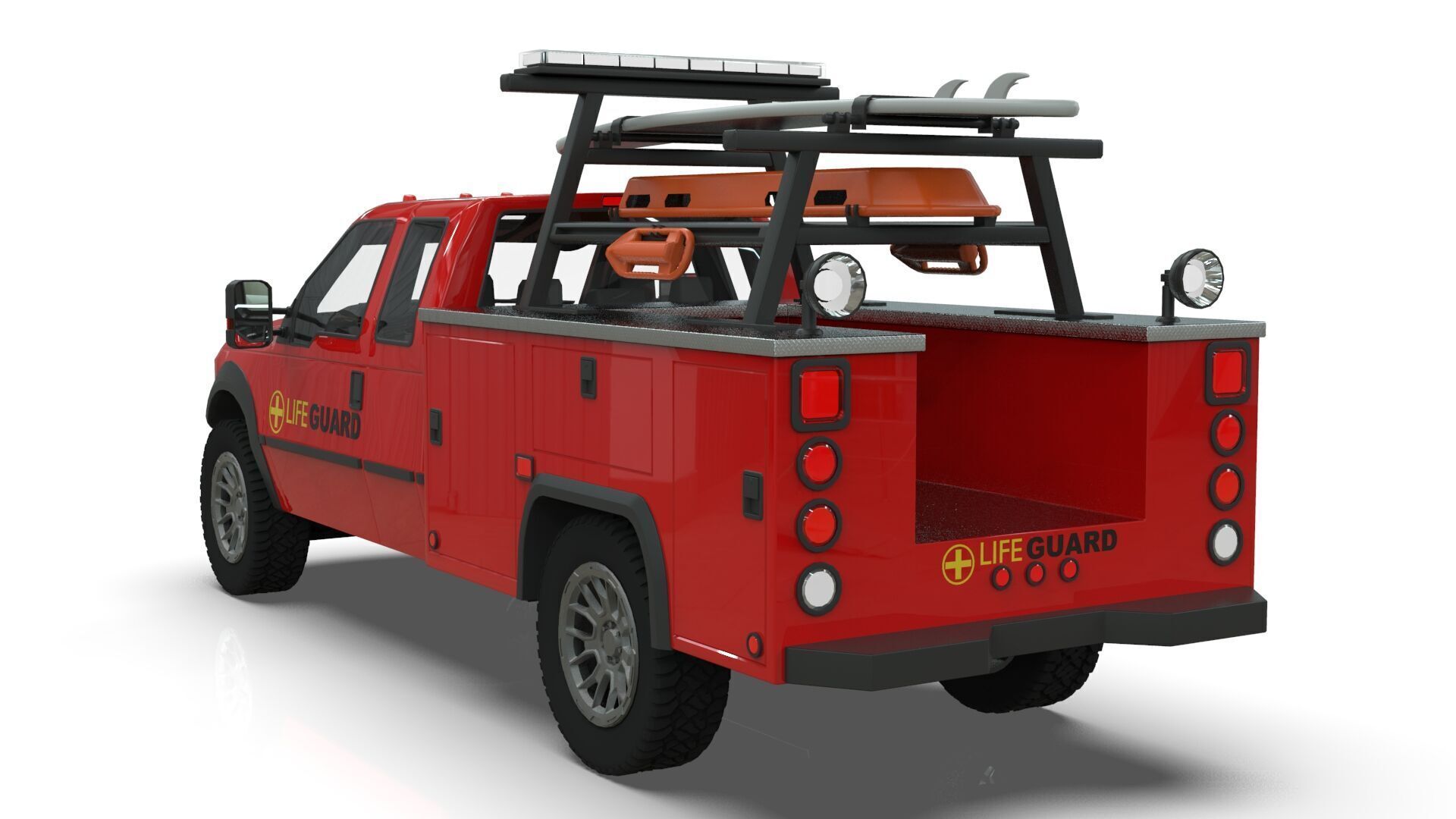 Lowpoly Lifeguard Truck  Low-poly 3D model_11