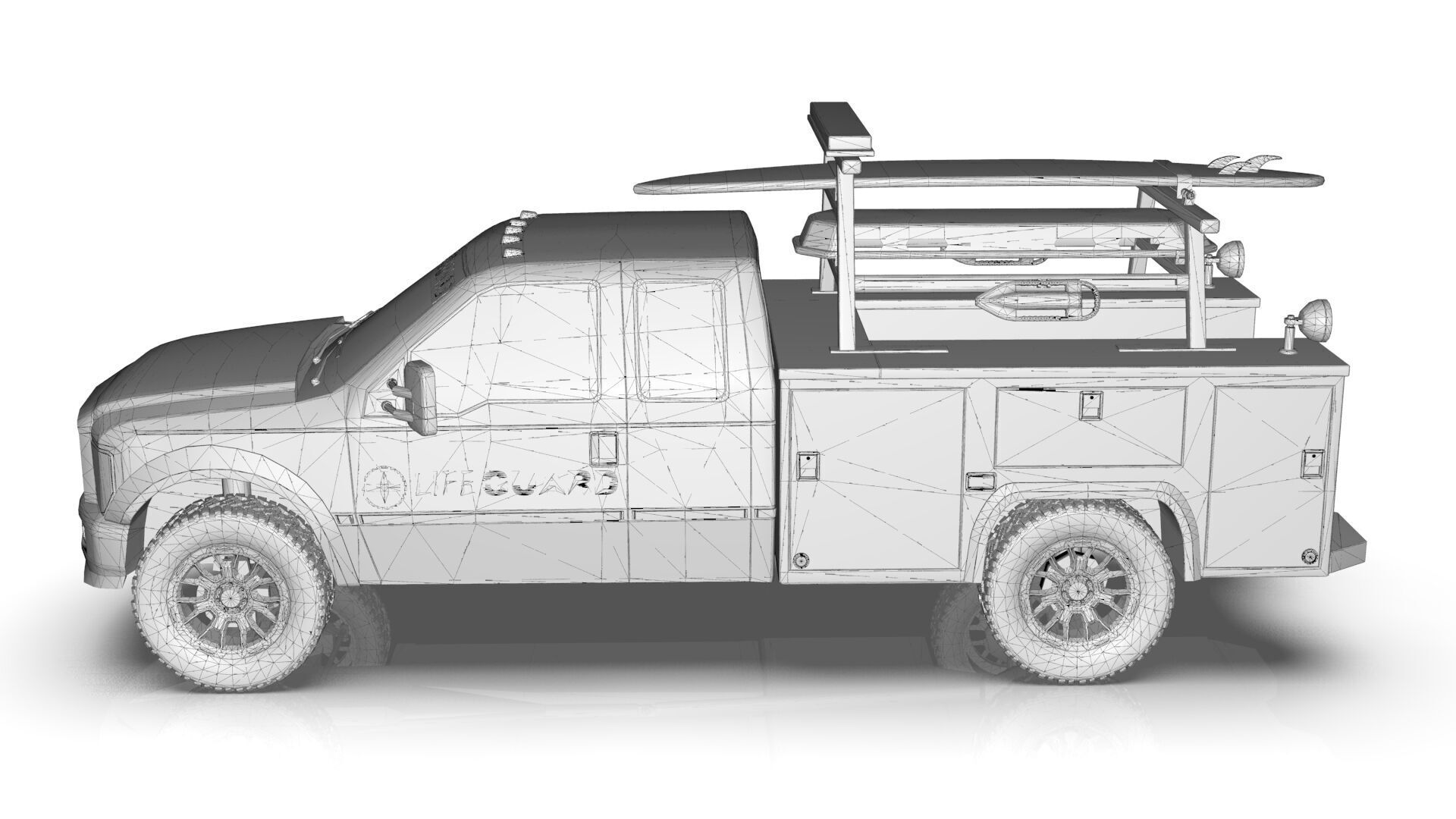Lowpoly Lifeguard Truck  Low-poly 3D model_16