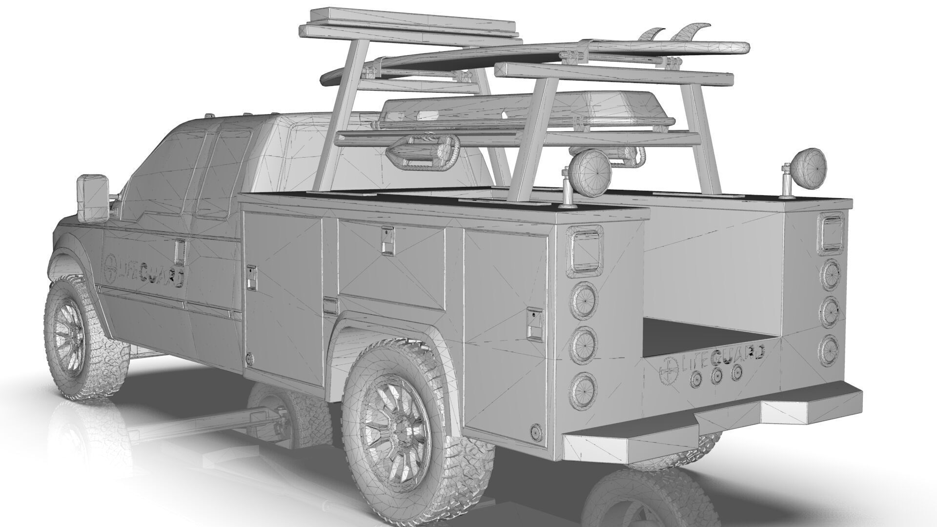 Lowpoly Lifeguard Truck  Low-poly 3D model_17