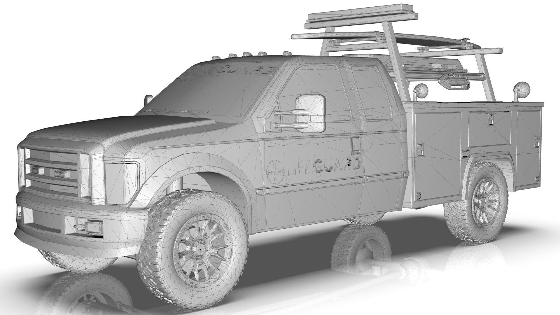 Lowpoly Lifeguard Truck  Low-poly 3D model_15