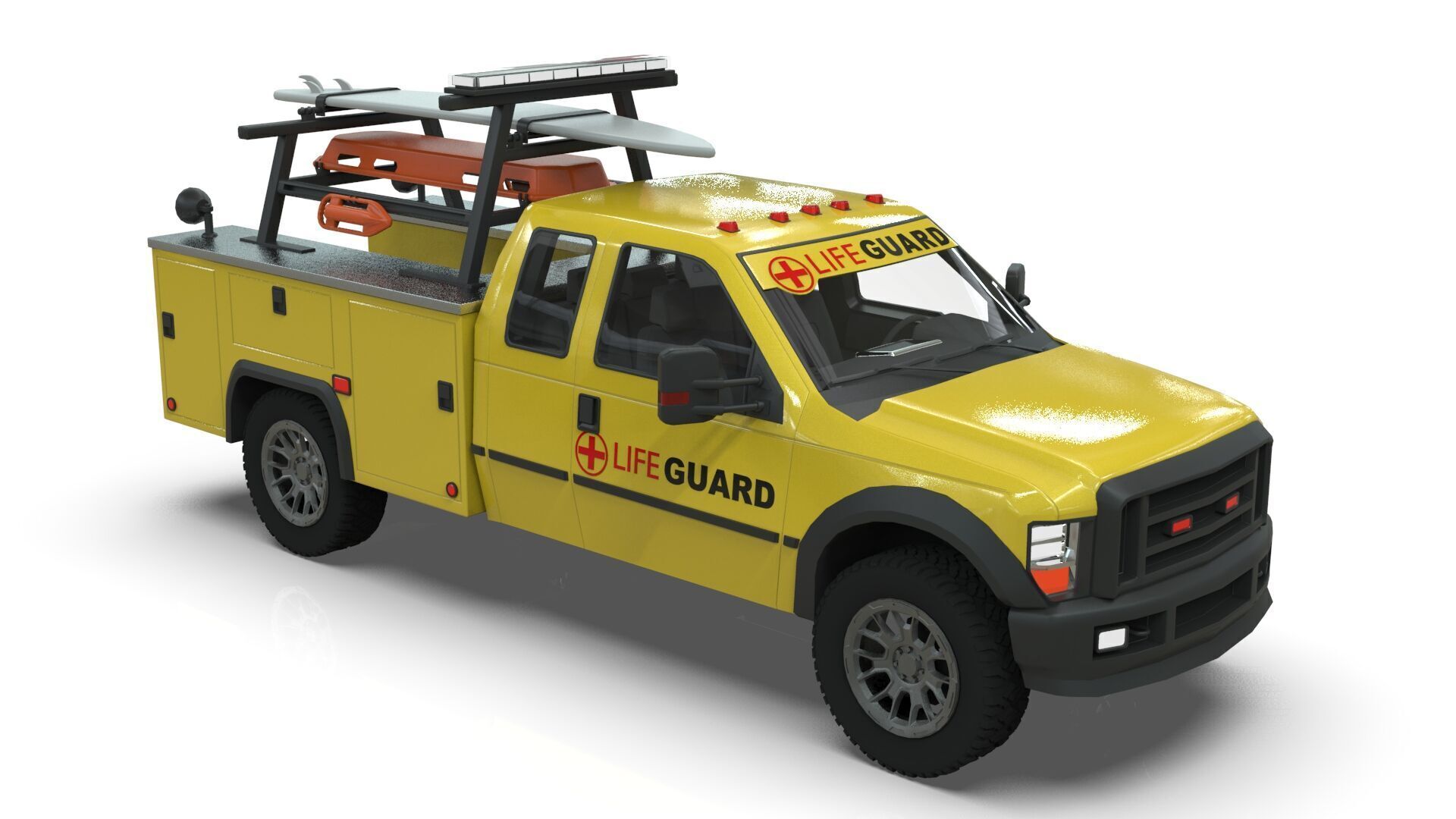 Lowpoly Lifeguard Truck  Low-poly 3D model_6