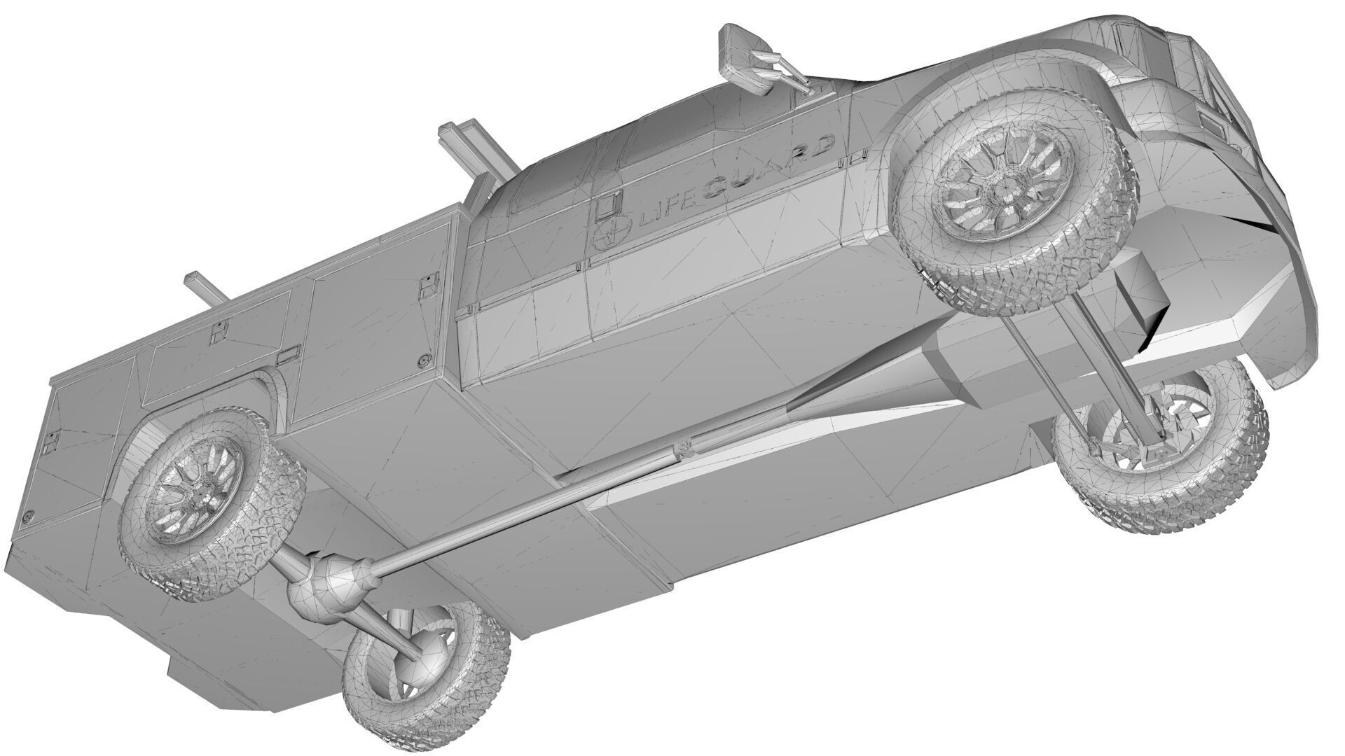 Lowpoly Lifeguard Truck  Low-poly 3D model_19