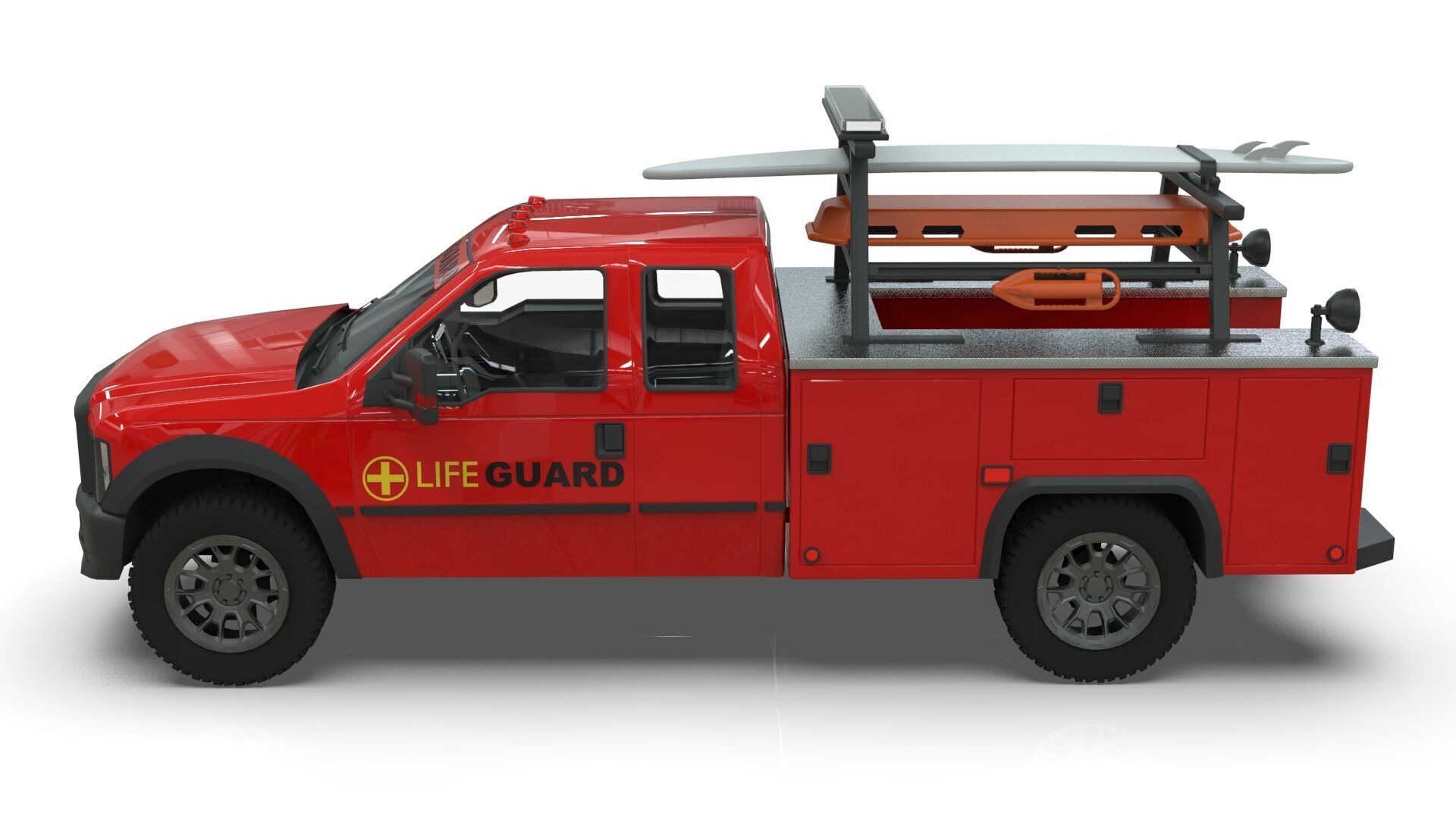 Lowpoly Lifeguard Truck  Low-poly 3D model_10