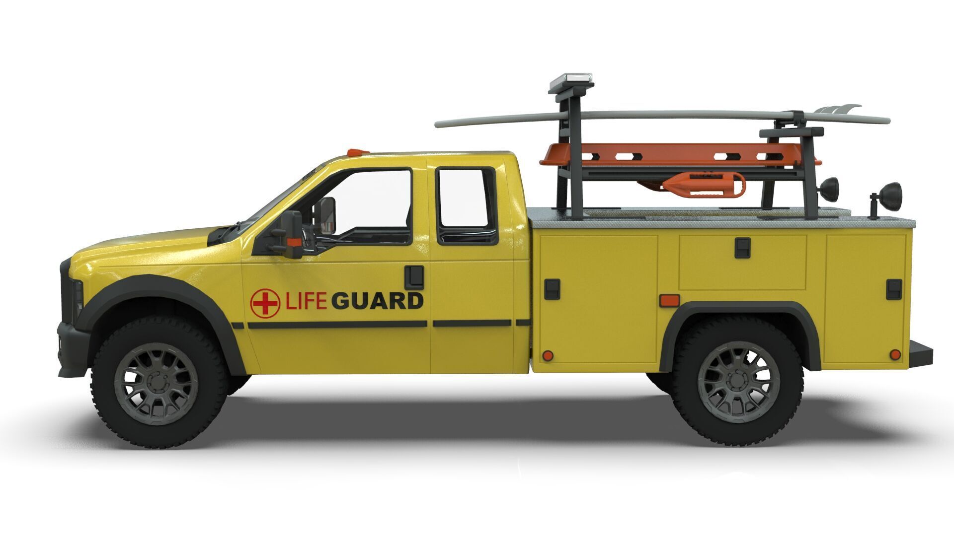 Lowpoly Lifeguard Truck  Low-poly 3D model_2