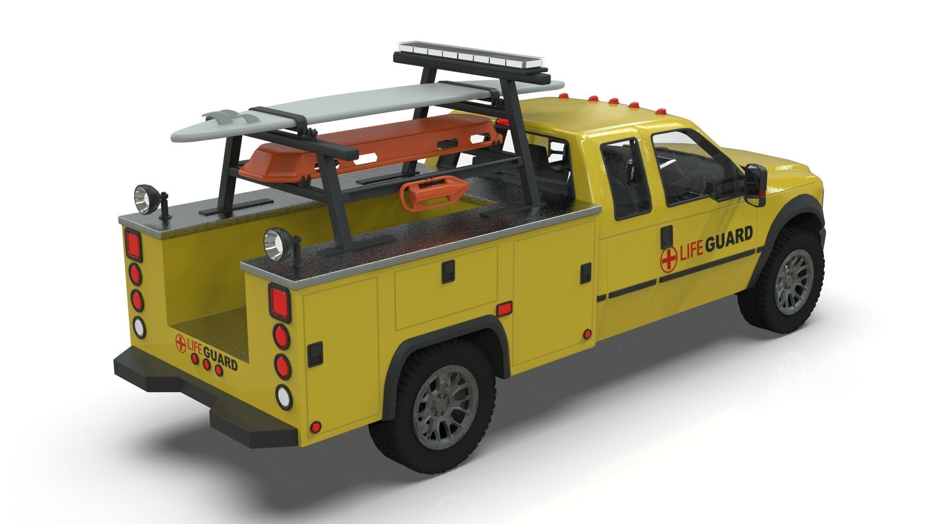 Lowpoly Lifeguard Truck  Low-poly 3D model_5