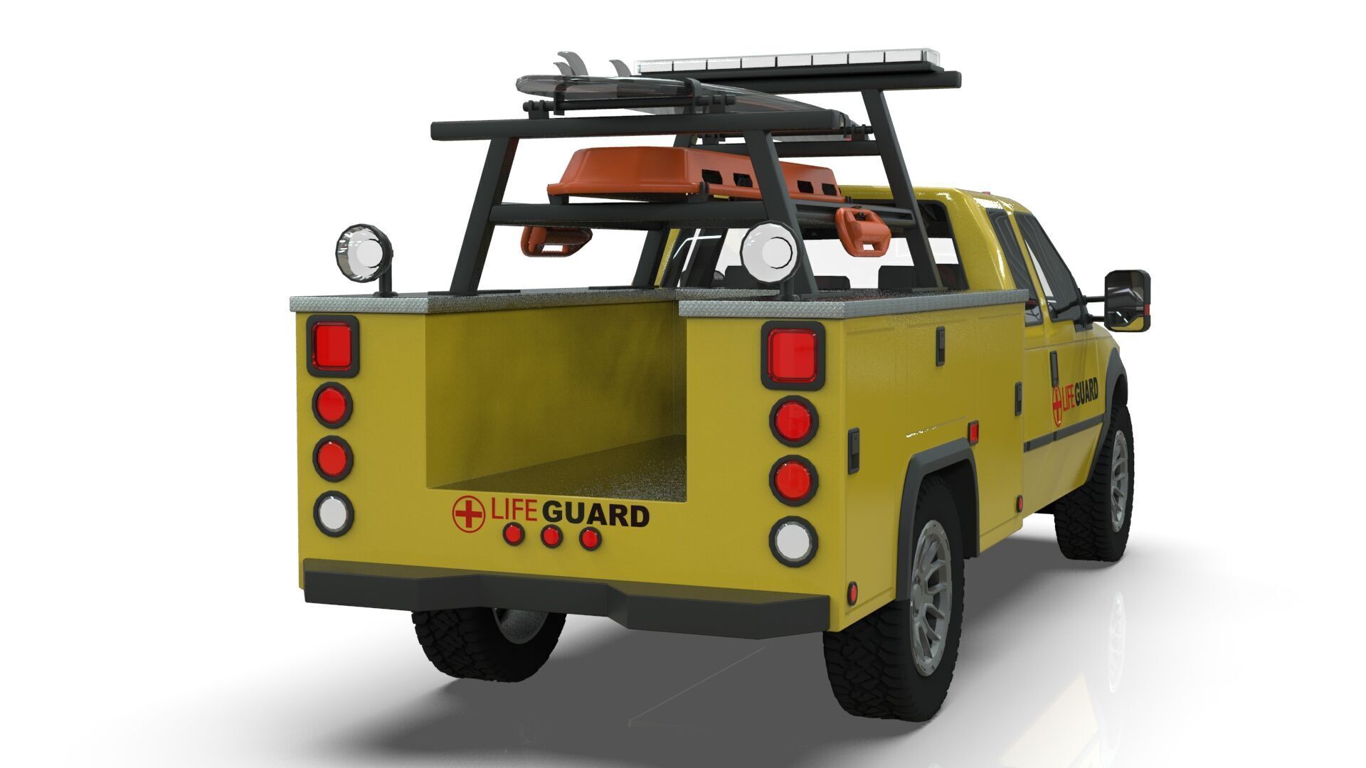 Lowpoly Lifeguard Truck  Low-poly 3D model_4