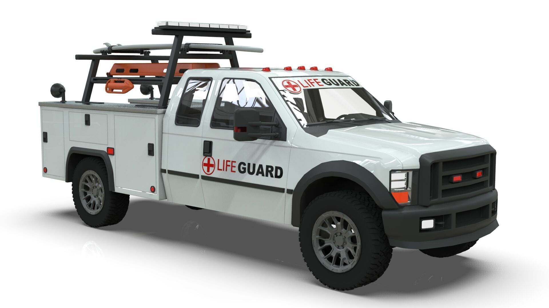 Lowpoly Lifeguard Truck  Low-poly 3D model_12