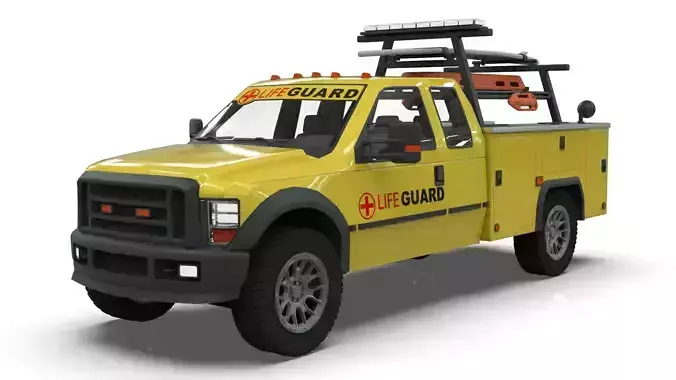 Lowpoly Lifeguard Truck  Low-poly 3D model