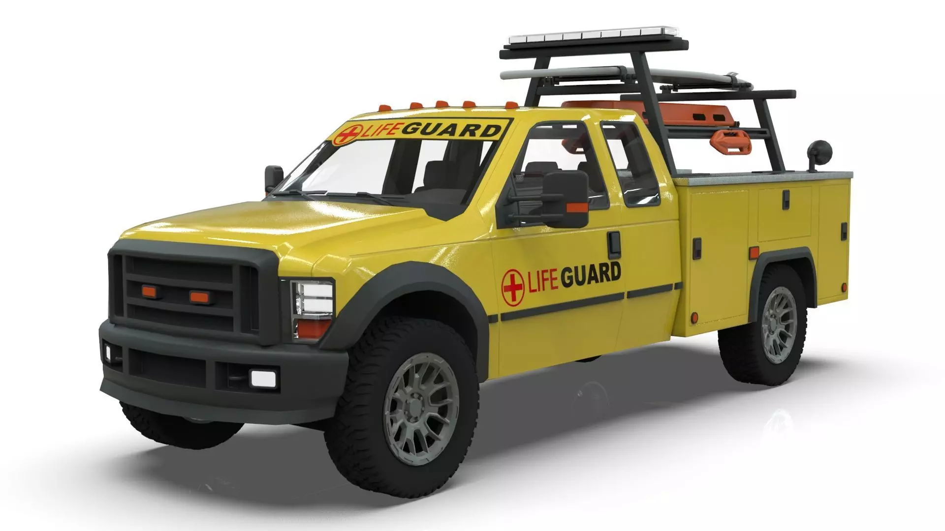 Lowpoly Lifeguard Truck  Low-poly 3D model_0