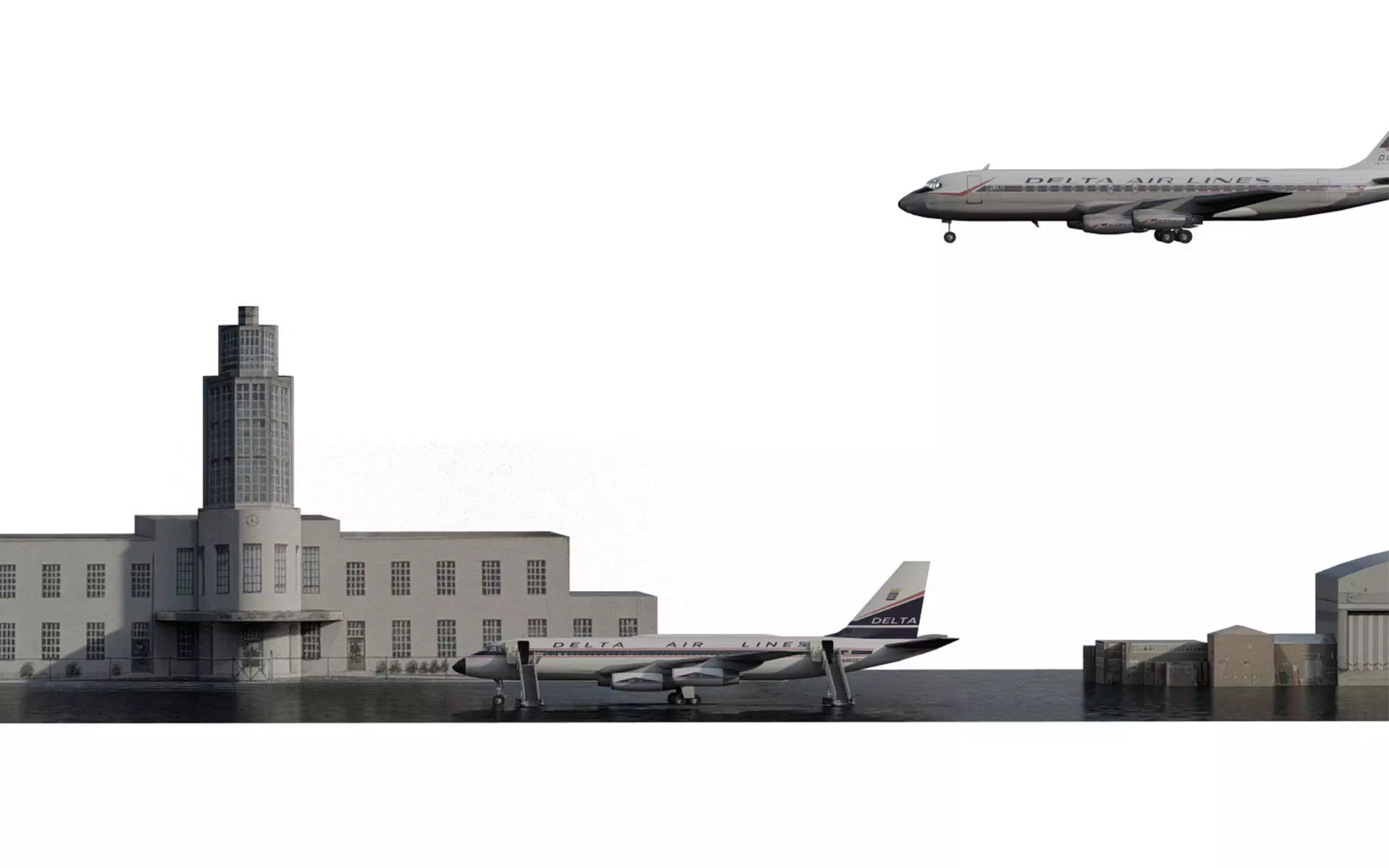 Delta Airlines Convair 880 and Douglas DC 8 11 3D model