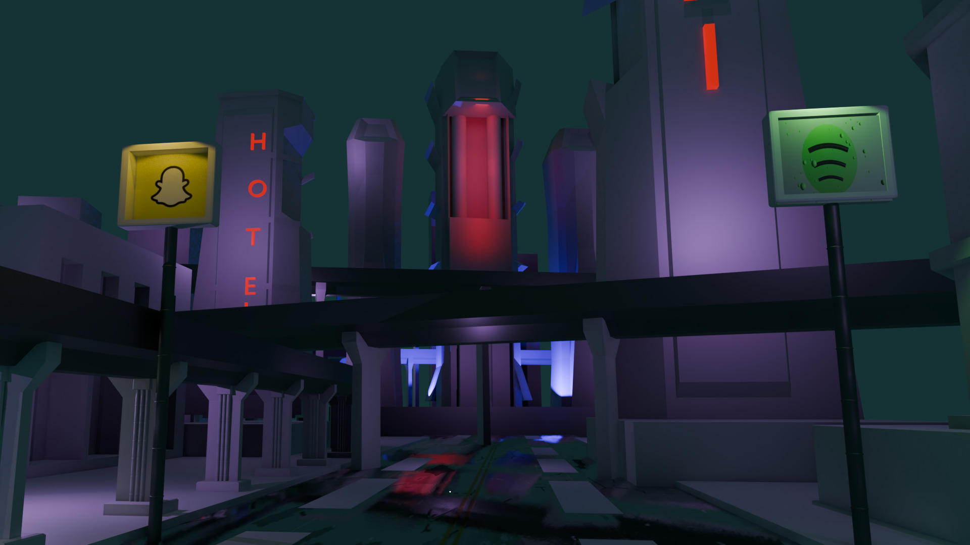 cyberpunk styled city Free low-poly 3D model_3