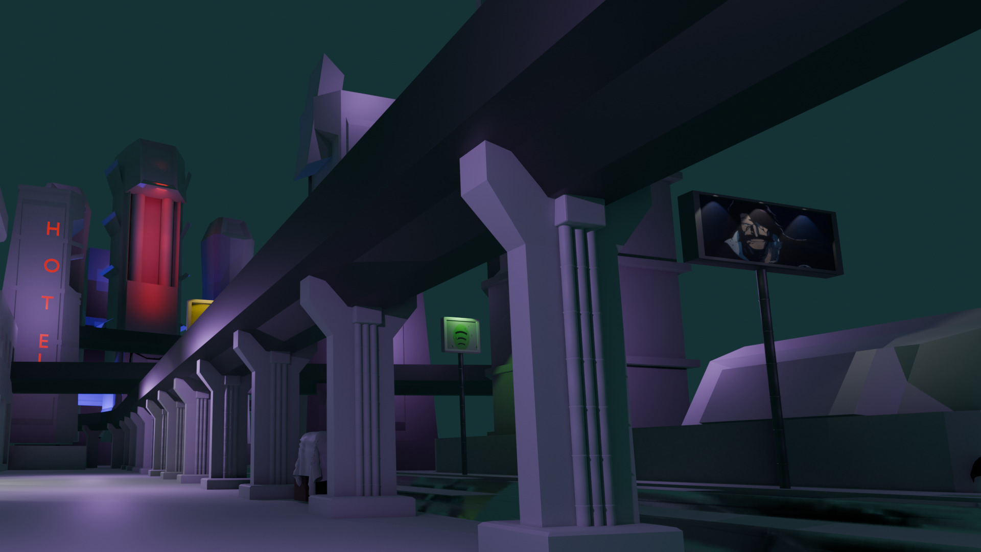 cyberpunk styled city Free low-poly 3D model_2