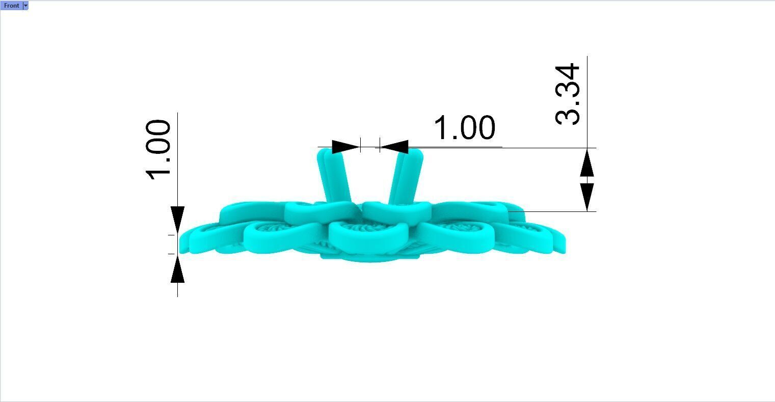 Filigree Flower Stud and Pendant 8 Zinnia with stone 3D print model_18