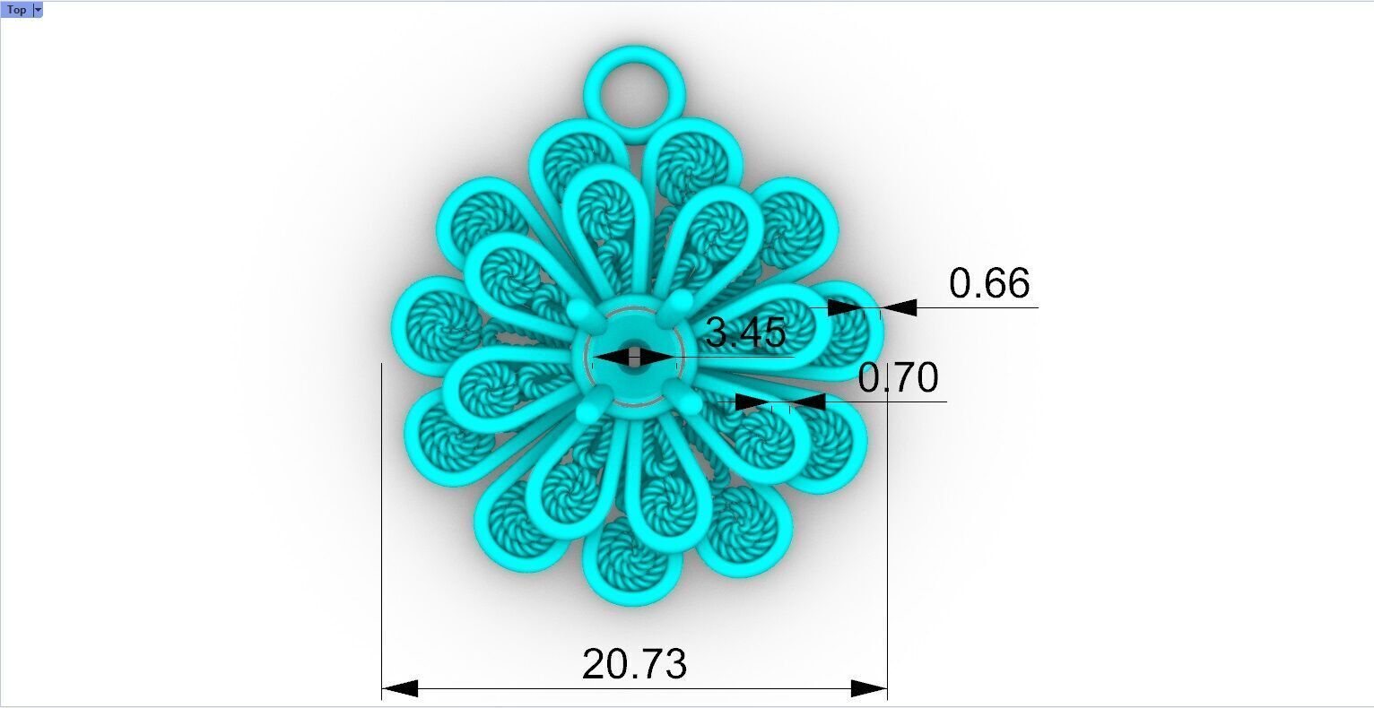 Filigree Flower Stud and Pendant 8 Zinnia with stone 3D print model_17