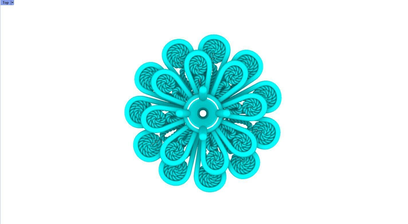 Filigree Flower Stud and Pendant 8 Zinnia with stone 3D print model_13