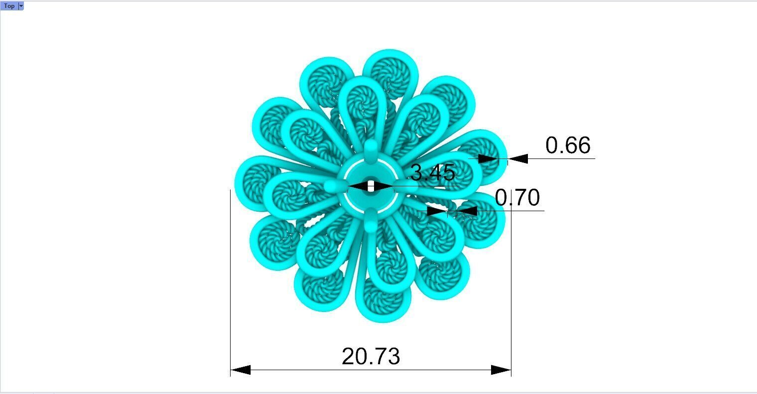Filigree Flower Stud and Pendant 8 Zinnia with stone 3D print model_12